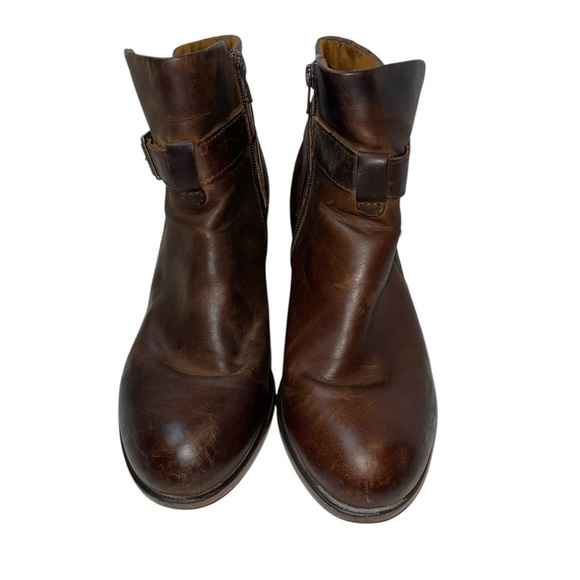 BOC Women's Booties Size 8M Brown Leather Ankle Boots Side Zip Buckle Strap - Picture 2 of 14